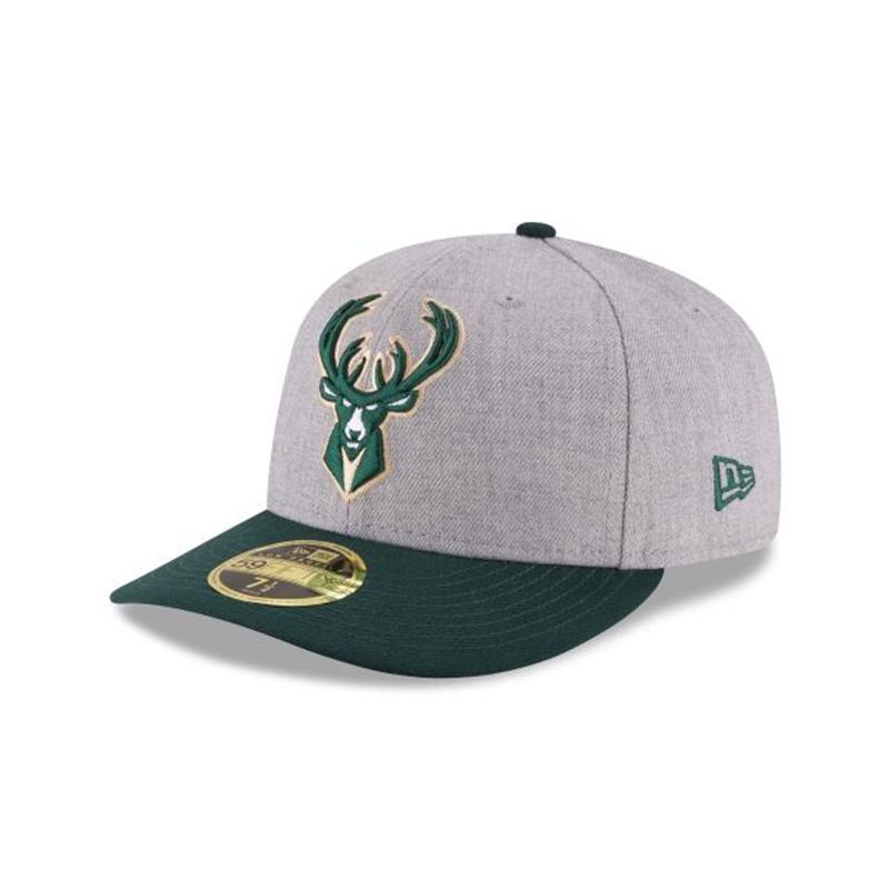 NBA Milwaukee Bucks Heather Low Profile 59Fifty Fitted (USG8710) - Grey New Era Caps